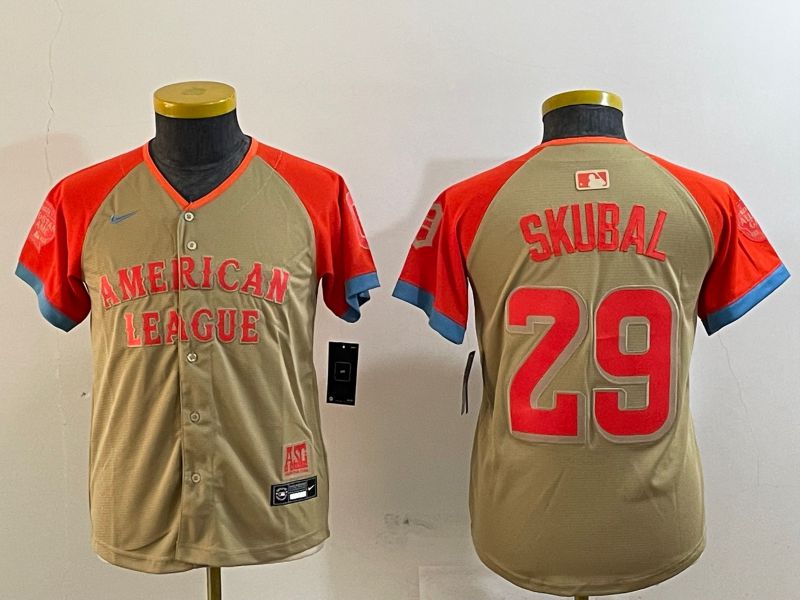 Youth Detroit Tigers 29 Skubal Brown All star 2024 Nike MLB Jersey style 1